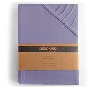 DecoKing Sábana Bajera Ajustable 200x220-220x240 cm 100% Algodón Peinado Jersey Suave Sabana 200x220cm - 220x240cm Lavanda Amber