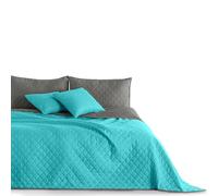 DecoKing Turquesa Acero Gris Colcha Reversible Doble Pespunte Fácil Turquoise Steel Axel, Poliéster, 170x270 cm