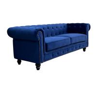DECOLUNAHOME Sofá Chester 3 Plazas de Diseño - Estructura de Madera - Tapizado en Similpiel Vintage Blue