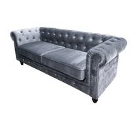 DECOLUNAHOME Sofá Chester 3 Plazas de Diseño - Estructura de Madera - Tapizado en Similpiel Vintage Gray