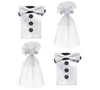 DECOMELODY Juego de Fundas Decorativas para Botellas de Vino 4 Piezas Diseño de Vestido y Traje de Boda Colores Vivos Material Duradero Adecuado para San Valentín y Celebraciones