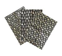 DECOMELODY Papel de Obsequio Navideño Negro y Dorado Metálico 3 Piezas 71X51 CM con Copos de Nieve Árboles y Ciervos Vintage para Navidad y Celebraciones Obsequios