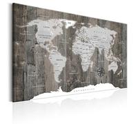 decomonkey Mapa mundi chinchetas fondo gris inglés 120x80 cm