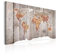 decomonkey Mapa mundi chinchetas fondo marrón claro inglés 90x60 cm