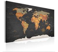decomonkey Mapa mundi chinchetas fondo negro inglés 120x80 cm