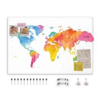 decomonkey Mapa mundi chinchetas Tarjeta blanca fondo marróne 120x80 cm