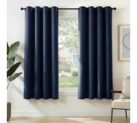 Deconovo Cortinas de Dormitorio Opacas para Interiores, 2 Piezas, 160 cm de Alto, Cortinas térmicas aislantes Lisas con ollados, 132 x 160 cm (Ancho x Alto), Azul Marino