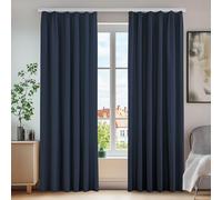 Deconovo Cortinas Opacas de Dormitorio Moderno Suave para Ventanas de Habitación Juvenil con Doradillas 2 Piezas 140x175cm Azul Marino