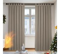 Deconovo Cortinas Opacas de Salon con Aislamiento Térmico para Sala de Estar Oficina Hotel Ventanas con Trabillas 2 Paneles 140 x 245 cm Caqui