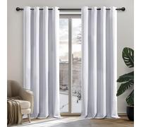 Deconovo Cortinas Opacas para Interiores, 2 Piezas, 138 cm de Alto, Cortinas Opacas Modernas con ollados, 132 x 138 cm (Ancho x Alto), Gris Perla