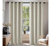 Deconovo Cortinas Opacas para Interiores, 2 Unidades, 160 cm de Alto, Cortinas térmicas aislantes con Ojales para salón Moderno, 132 x 160 cm (Ancho x Alto), Beige Claro