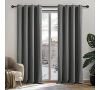 Deconovo Cortinas Opacas para Interiores, 2 Unidades, 160 cm de Alto, Cortinas térmicas aislantes con Ojales para salón Moderno, 132 x 160 cm (Ancho x Alto), Gris Claro