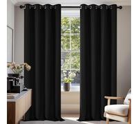 Deconovo Cortinas Opacas para Interiores, 2 Unidades, 214 cm de Alto, Cortinas térmicas Modernas para el hogar, con ollados, 132 x 214 cm (Ancho x Alto), Negro