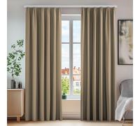 Deconovo Cortinas Opacas Salon Modernas, 2 Piezas, 140x138 cm | Curtains Térmicas Aislantes Frío y Calor para Dormitorio y Habitación, con Cinta Fruncida, OEKO-TEX, Caqui