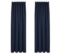 Deconovo Cortinas Opacas Telas Termicas Aislantes Frio Calor Ruido Luz Rayos UV para Salon y Dormitorio con Bolsillo Fruncido de la Barra Conjunto de 2 Piezas 140 x 180 cm Azul Marino
