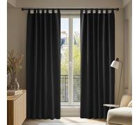 Deconovo Cortinas Opacas térmicas aislantes, 140 x 290 cm, 2 Piezas, Cortinas Modernas para salón Interior, con Trabillas, Color Negro