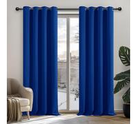 Cortinas opacas Deconovo para salón, protección contra el calor, color azul real