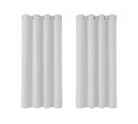 Deconovo Cortinas Opacas Térmicas para Dormitorio y Salón, 2 Piezas | 117x138 cm, Gris Perla, con Ojales, Aislantes de Frío y Calor, Reducción de Luz y Mayor Privacidad