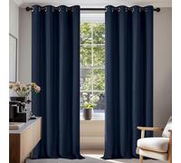 Deconovo Cortinas Opacas Térmicas para Dormitorio y Salón, 2 Piezas | 140x200 cm, Azul Marino, con Ojales, Aislantes de Frío y Calor, Reducción de Luz y Mayor Privacidad