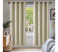 Cortinas Deconovo opacas con aislamiento térmico, protección contra el calor, color beige – Tamaño: 200 cm de alto x 140 cm de ancho (pack de 2)