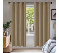 Deconovo Cortinas Opacas Térmicas para Dormitorio y Salón, 2 Piezas | 140x200 cm, Caqui, con Ojales, Aislantes de Frío y Calor, Reducción de Luz y Mayor Privacidad