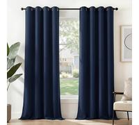 Deconovo Cortinas Opacas Térmicas para Dormitorio y Salón, 2 Piezas | 140x270 cm, Azul Marino, con Ojales, Aislantes de Frío y Calor, Reducción de Luz y Mayor Privacidad