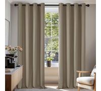 Deconovo Cortinas Opacas térmicas para el frío, diseño Moderno con Ojales, para Dormitorio Juvenil, 132 x 160 cm, Juego de 2 Unidades, Color Gris Topo