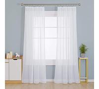 Deconovo Cortinas Salon Modernas visillos con Fruncidas 2 Piezas 132x242cm Blanco