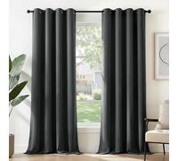 Deconovo Cortinas térmicas para Interiores, Opacas y aislantes, para Dormitorio, Color Liso, 2 Unidades, con Ojales, 132 x 214 cm (Ancho x Alto), Gris Oscuro