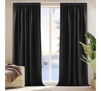 Deconovo - Juego de 2 Cortinas Opacas para Halloween (140 x 220 cm), Color Negro con Cinta Fruncida