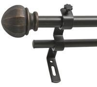 Decopolitan Facet Ball Juego de Barra de Cortina Doble de 5/8", Bronce Vintage, 26 to 48 Inches