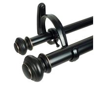 Decopolitan - Juego de Doble Barra de 2,54 cm para Ventana, terminales en Forma de urna, Metal, Bronce Envejecido, 36" to 72"