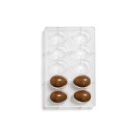 DECORA 0050050 Molde para Huevos de Chocolate en Policarbonato 10 Cavidades 60 x 42 mm, Ideal para Preparar Chocolates Brillantes y Crujientes, Diseño Profesional