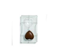 DECORA, 0050078 Molde para Chocolate en Forma de Corazón, en Policarbonato, 2 Cavidades de 67,9 X 66,4 mm, Ideal para Chocolates Brillantes y Crujientes, Empuñadura Ergonómica Patentada, Made in Italy