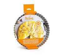 DECORA, 0070018 Molde para Tarta con Fondo Móvil de Acero Antiadherente, Redondo Ø 28 X 3,5 cm, Facilita el Desmoldado de los Pasteles, Diseño Profesional