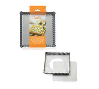DECORA, 0070025 Molde para Tarta de 21 x 21 x 3,5 cm de altura, con Fondo Móvil de Acero Antiadherente, Cuadrado, Facilita el Desmoldado de los Pasteles, Diseño Profesional