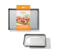 DECORA, 0070027 Molde para Tarta de 32 x 22 x 3,5 cm de altura, con Fondo Móvil de Acero Antiadherente, Rectangular, Facilita el Desmoldado de los Pasteles, Diseño Profesional