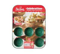 DECORA 0080257 MOLDE PARA MAGDALENAS VERDE CELEBRACIÓN 12 BANDEJAS ANTIADHERENTE