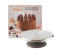 DECORA, 9276005 Plato giratorio de aluminio, Soporte giratorio profesional de aluminio, Fácil de limpiar, Base antideslizante, Ranuras para facilitar la colocación del pastel, Diámetro 31 centímetros