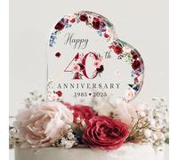 Decoración acrílica personalizada para tartas de 40 aniversario de boda, decoraciones de 40 aniversario, regalos personalizados, decoración de boda 40, placa acrílica de 40 años de casados, regalos