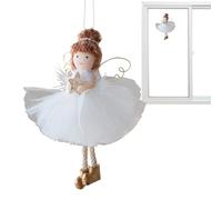 Decoración Ángel Niña para árbol de Navidad | Falda de tul de ensueño | Ángel niña con alas doradas - para pared sala de estar, dormitorio, balcón, jardín, café, ventana