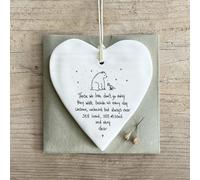 Decoración colgante de corazón de porcelana, color blanco, cita sentimental con diseño de oso