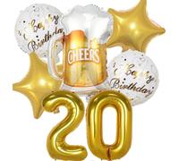 Decoracion Cumpleaños 20 años, Globos de Cumpleaños 20 años Dorado, Globos 20 Cumpleaños Decoracion 20 Cumpleaños Oro, Globo Botella de Cerveza Decoración para Fiesta de 20 Cumpleaños Mujer Hombre