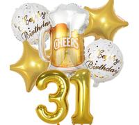 Decoracion Cumpleaños 31 años, Globos de Cumpleaños 31 años Dorado, Globos 31 Cumpleaños Decoracion 31 Cumpleaños Oro, Globo Botella de Cerveza Decoración para Fiesta de 31 Cumpleaños Mujer Hombre