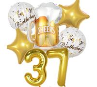Decoracion Cumpleaños 37 años, Globos de Cumpleaños 37 años Dorado, Globos 37 Cumpleaños Decoracion 37 Cumpleaños Oro, Globo Botella de Cerveza Decoración para Fiesta de 37 Cumpleaños Mujer Hombre