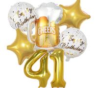 Decoracion Cumpleaños 41 años, Globos de Cumpleaños 41 años Dorado, Globos 41 Cumpleaños Decoracion 41 Cumpleaños Oro, Globo Botella de Cerveza Decoración para Fiesta de 41 Cumpleaños Mujer Hombre