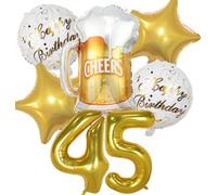Decoracion Cumpleaños 45 años, Globos de Cumpleaños 45 años Dorado, Globos 45 Cumpleaños Decoracion 45 Cumpleaños Oro, Globo Botella de Cerveza Decoración para Fiesta de 45 Cumpleaños Mujer Hombre