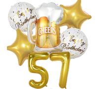 Decoracion Cumpleaños 57 años, Globos de Cumpleaños 57 años Dorado, Globos 57 Cumpleaños Decoracion 57 Cumpleaños Oro, Globo Botella de Cerveza Decoración para Fiesta de 57 Cumpleaños Mujer Hombre