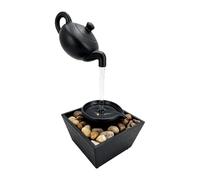Decoración de agua de para interiores, fuente de tetera con acabado pintado, acento de lavabo de piedra, alimentación por USB para decoración de características de agua en estante de del hogar