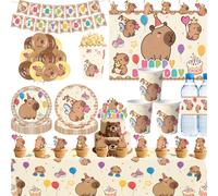 Decoración de cumpleaños, capibara, tarjeta de invitación de cumpleaños, taza, mantel, plato, servilleta, póster, Baby Shower, cumpleaños, fiesta de niña, favores cup-10pcs